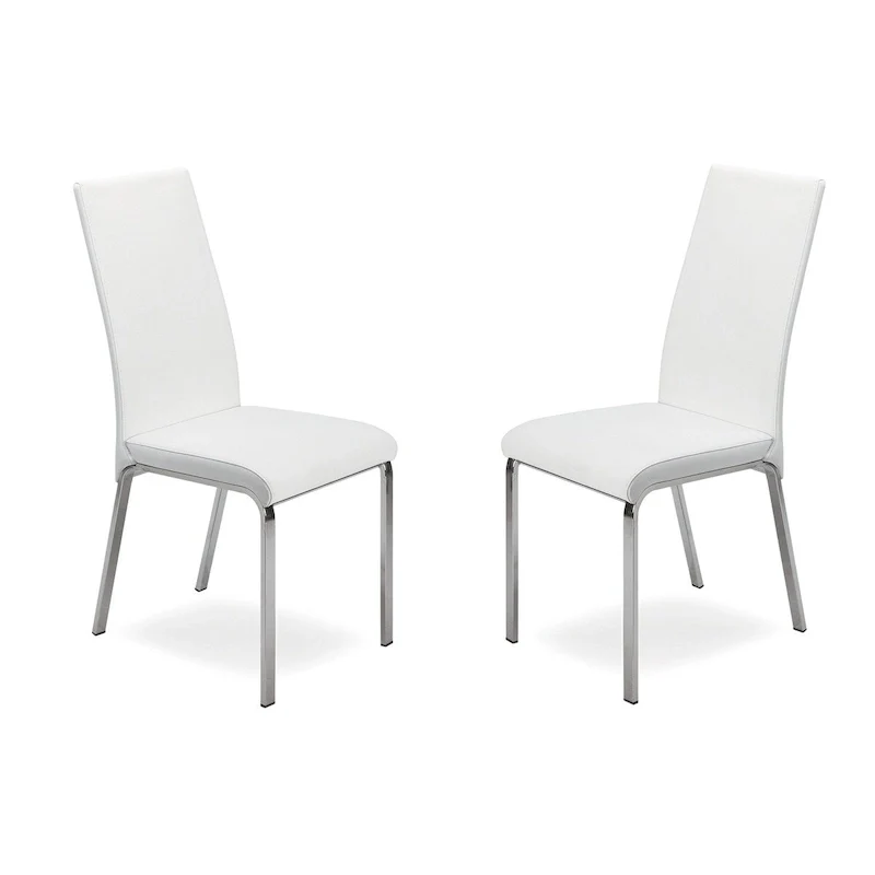 Taupe / White Top Grain Leather Dining Chair, Set of 2