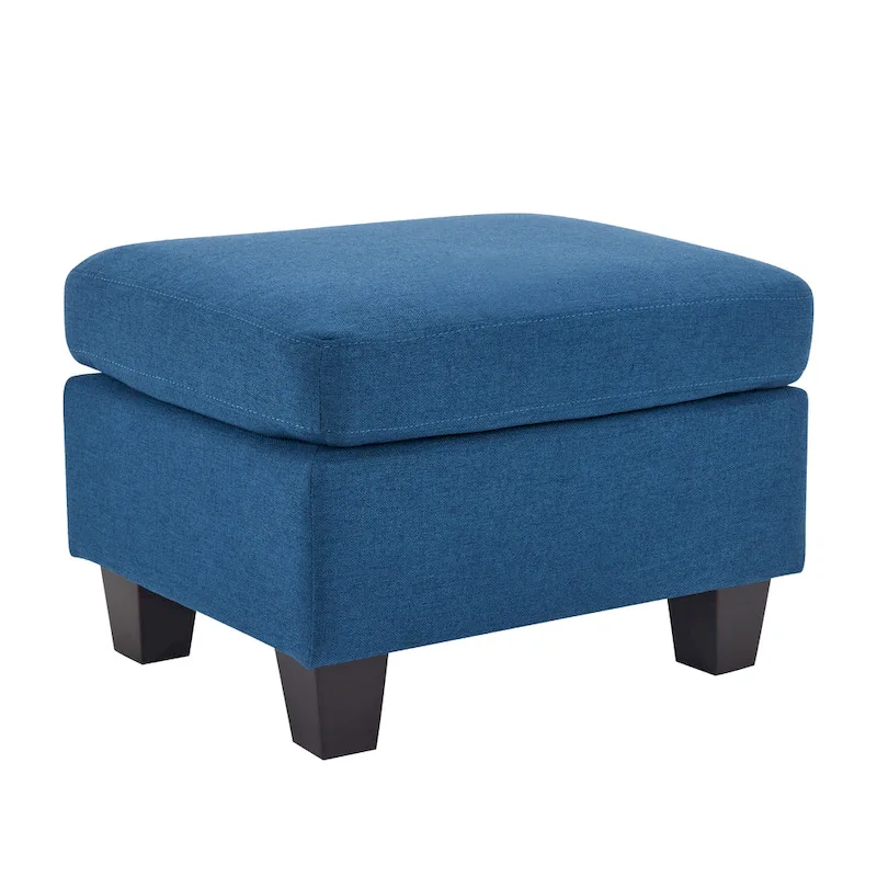 Upholstered Fabric Ottoman with Birch Wood Legs