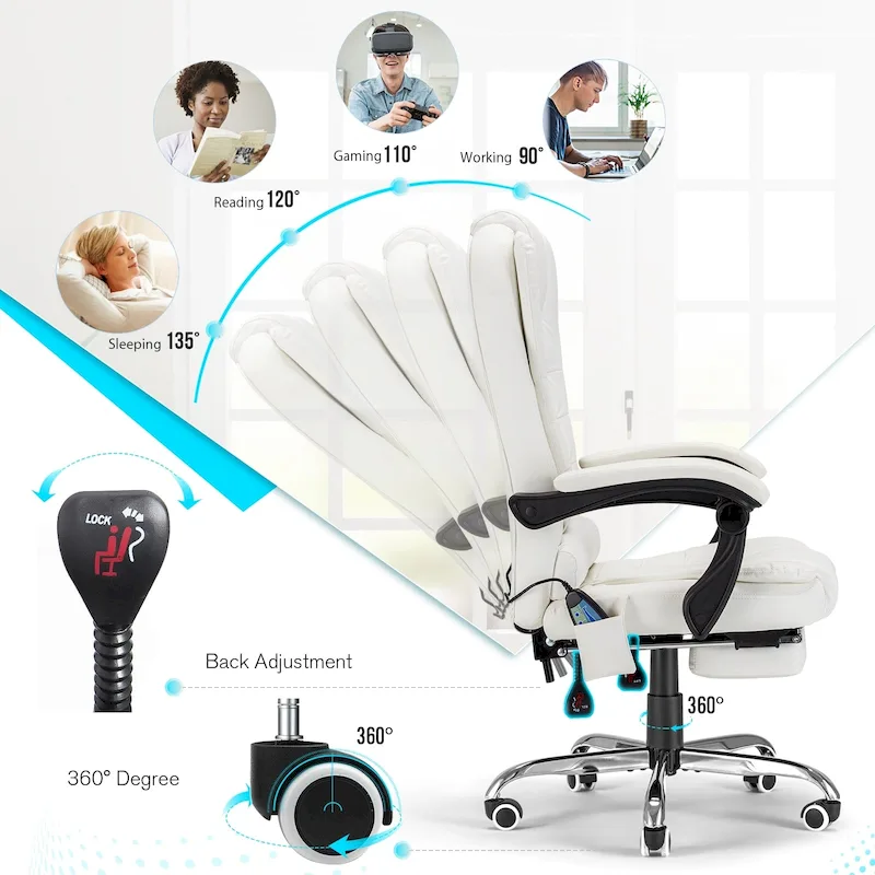 AECOJOY Heated Executive Office Chair w/ Massage &Adjustable Height