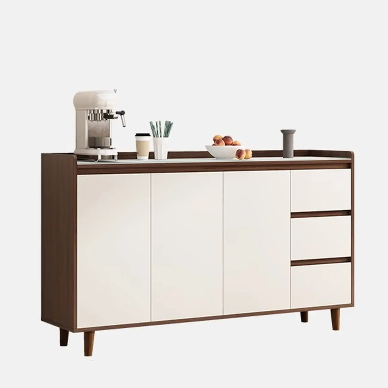 Modern Wood Sideboard with Glass Countertop