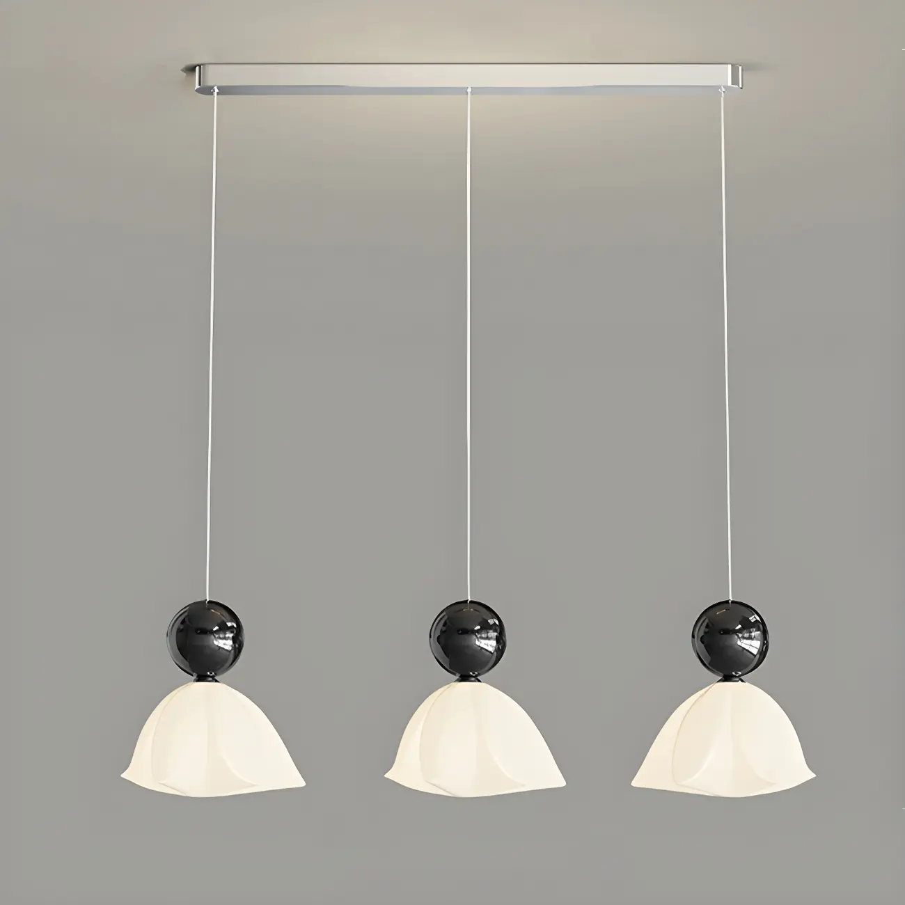 3-Light Modern Chrome Plastic Island Pendant Light