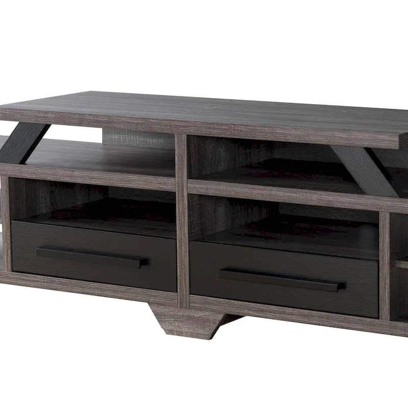 DH BASIC Modern Gray 82 Wide Open Shelf Tiered TV Stand by Denhour