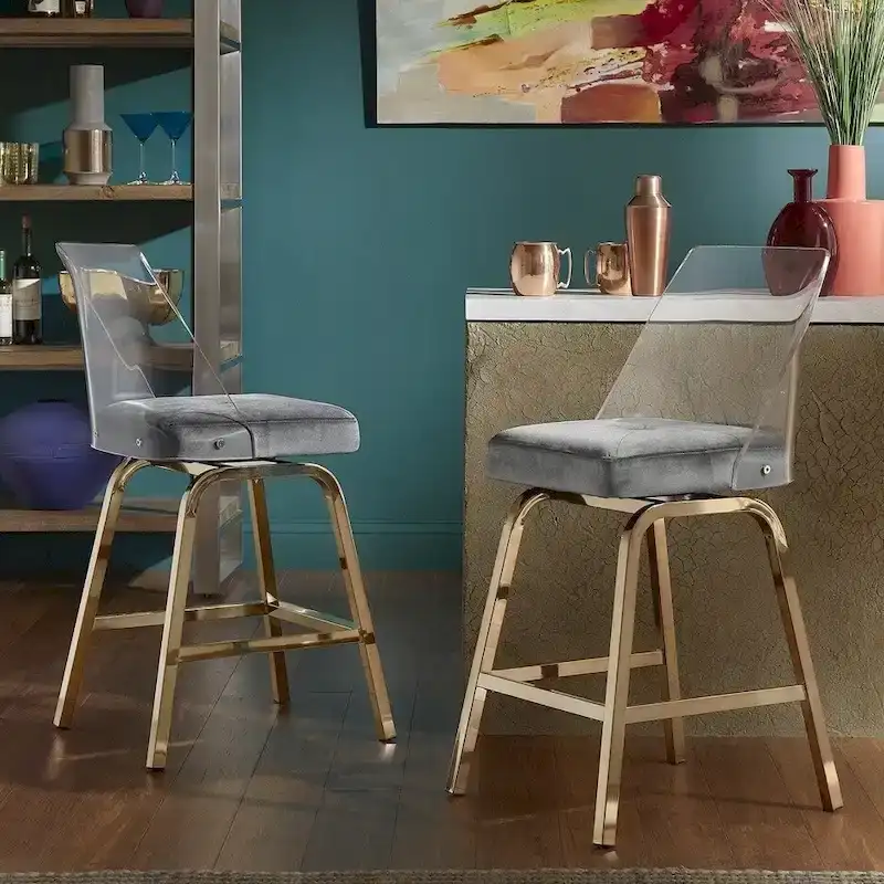 Lennox Velvet Counter Height Stools (Set of 2) by iNSPIRE Q Bold