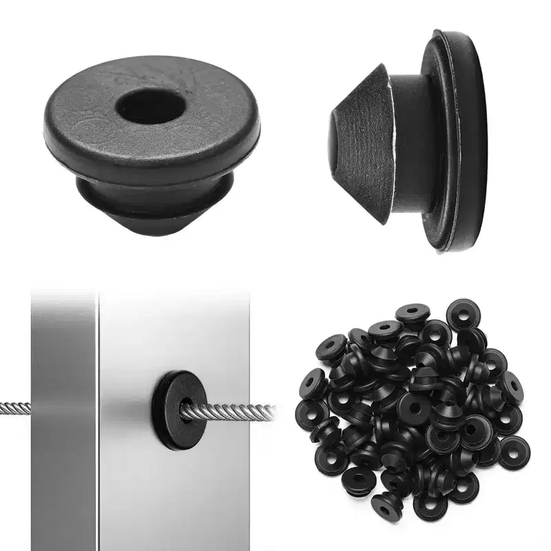 Yescom 60PCS Cable Railing Rubber Grommets Level Metal Post Protective Sleeves for 1/8 to 3/16 Wire Rope