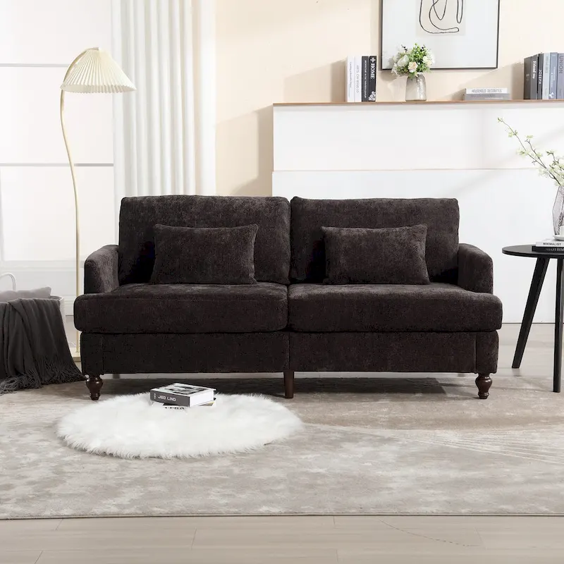 Modern Chenille Fabric Loveseat, 2-Seat Upholstered Loveseat Sofa