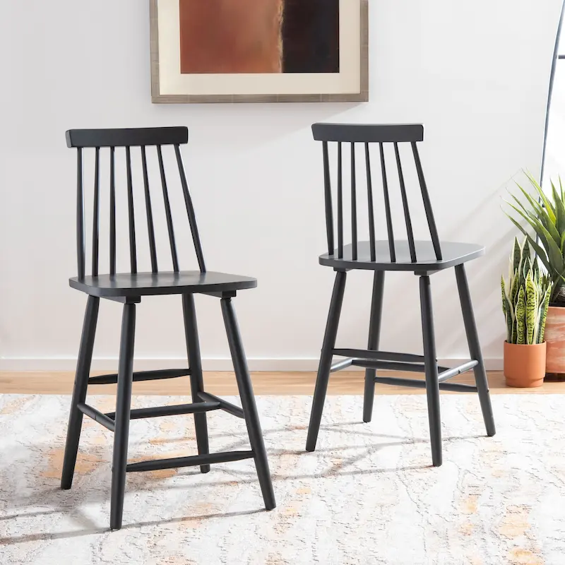 SAFAVIEH Zillah 24-inch Spindle Farmhouse Counter Stool (Set of 2) - 17.7 x 20.5 x 39.1 - 18Wx21Dx39H