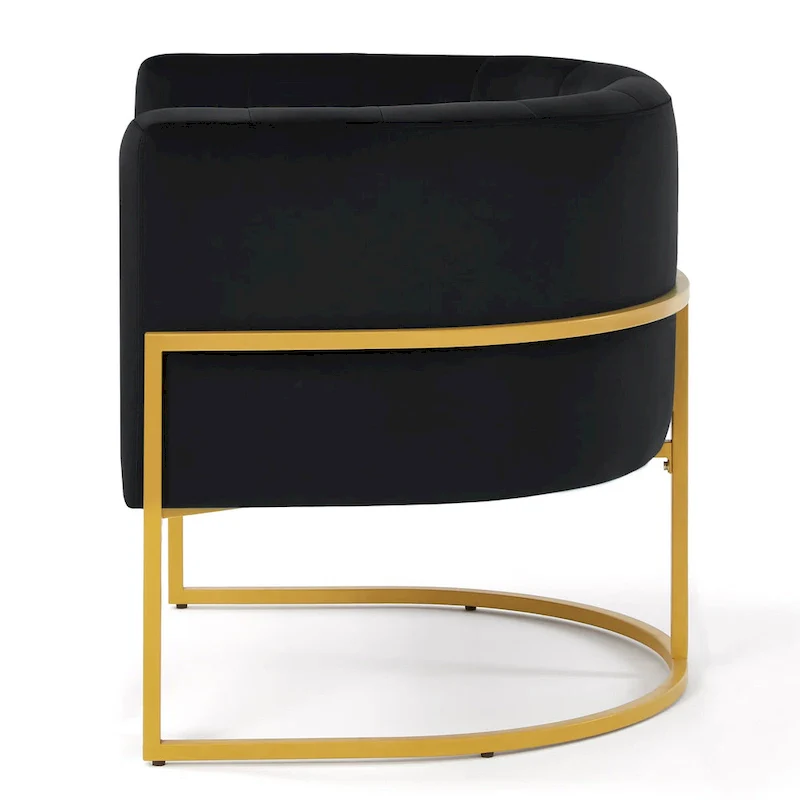Navy / Black / Cream / Emerald Velvet Accent Chair with Gold Metal Frame – Single