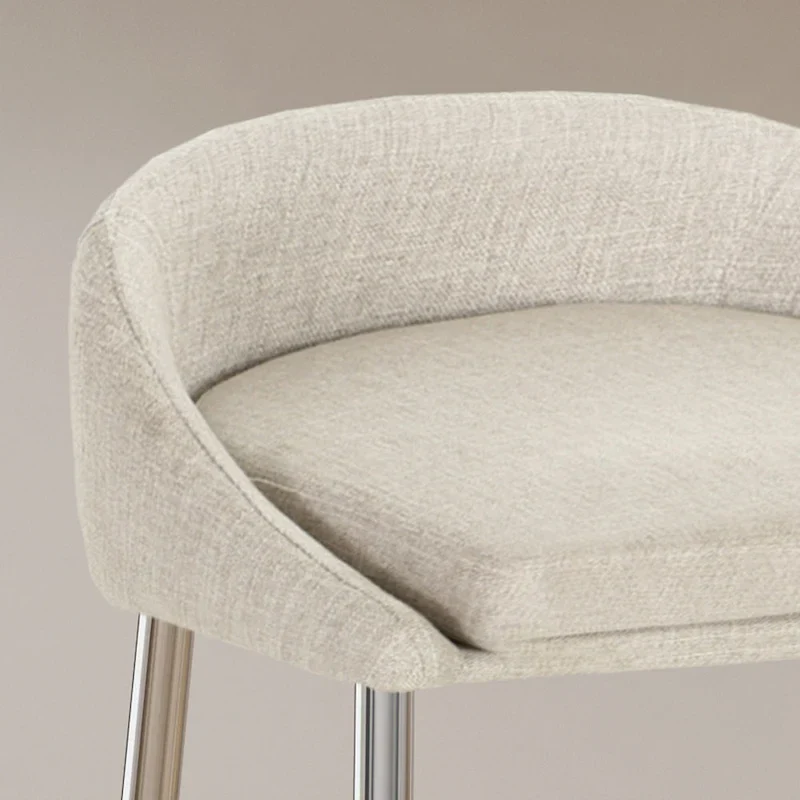 Modern Upholstered Counter Stools with Chrome Legs (Set of 2)