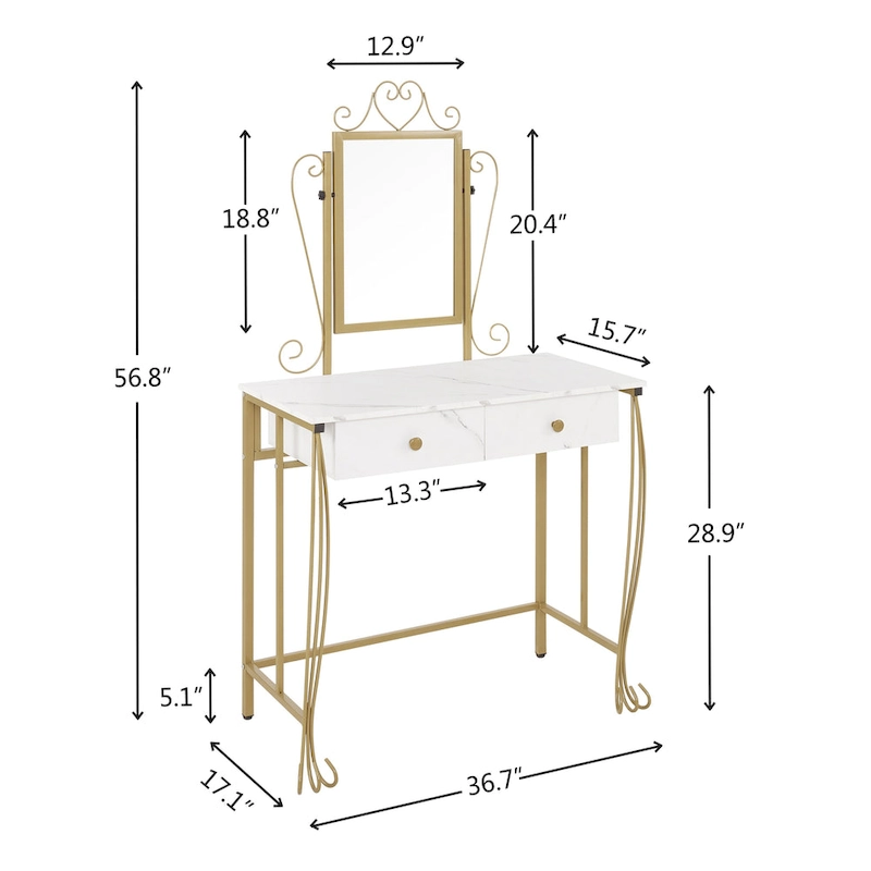 Vanity Mirror Table Set