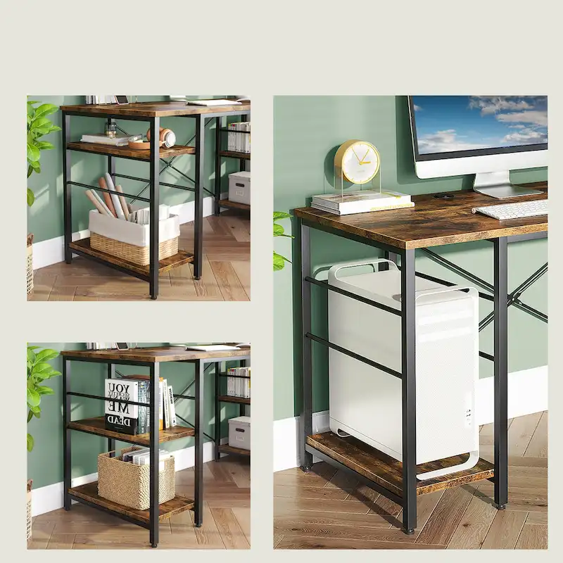 95.2 Inch L Shaped Desk with Shelves Home Office Computer Desk