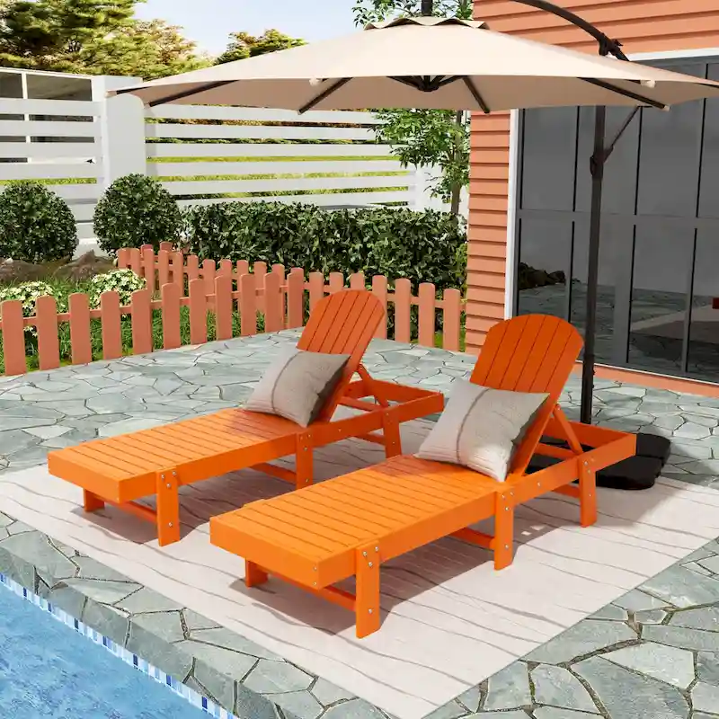 Polytrends Altura Armless Poly Eco-Friendly All Weather Reclining Chaise Lounge (Set of 2)