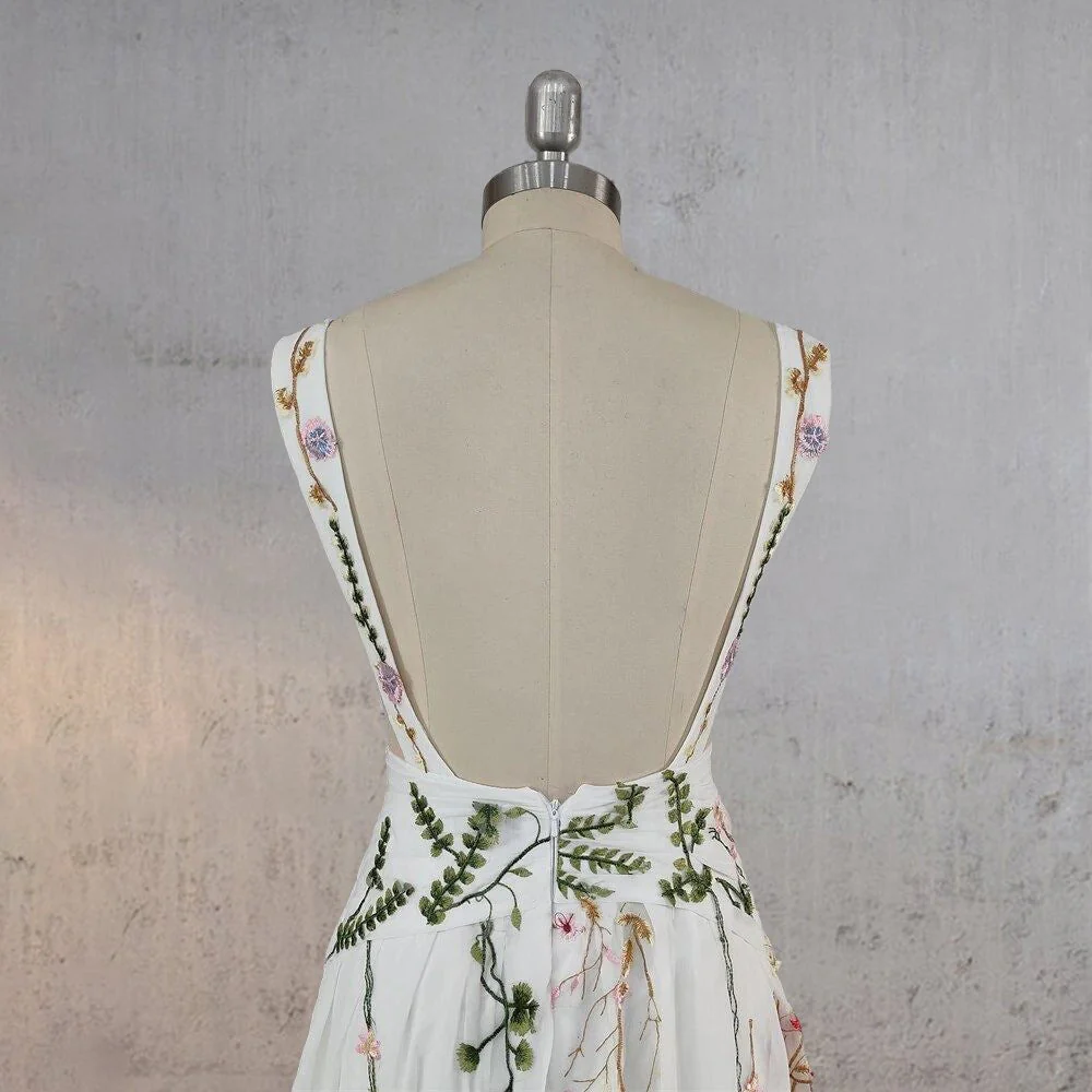 A-Line Flower Appliqued Majesty Wedding Dress