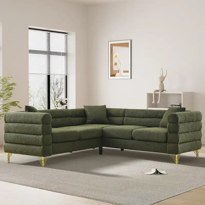 Teddy Fabric Modern Sectional Sofa L-Shape/2/3/4 Seater