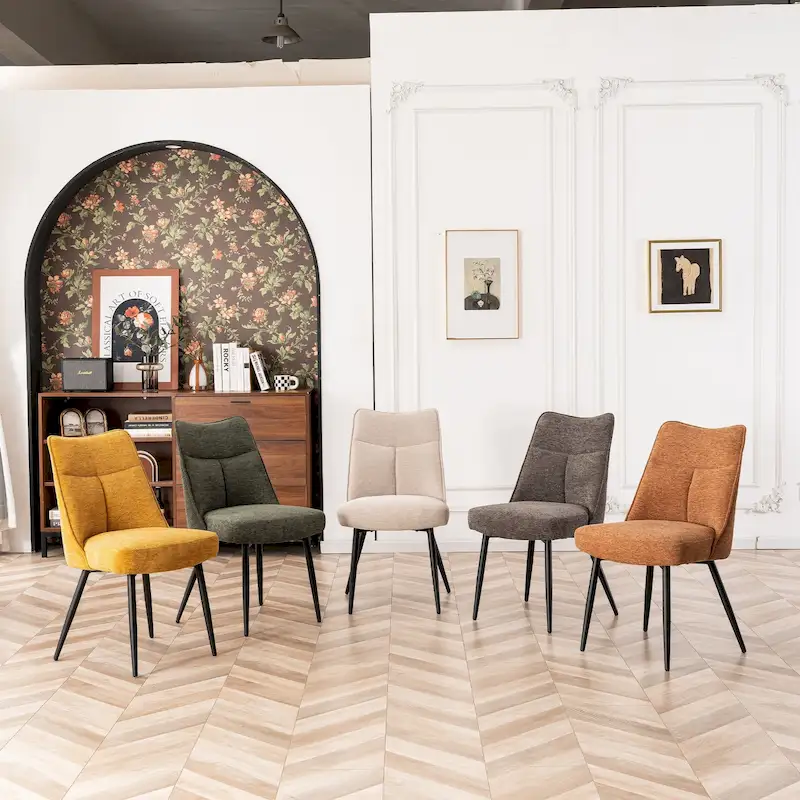 Modern Upholstered Fabric Kitchen & Dining Room Chairs Set of 2