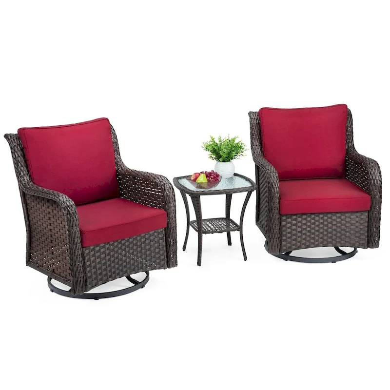 3 Pieces Rocking Wicker Bistro Set