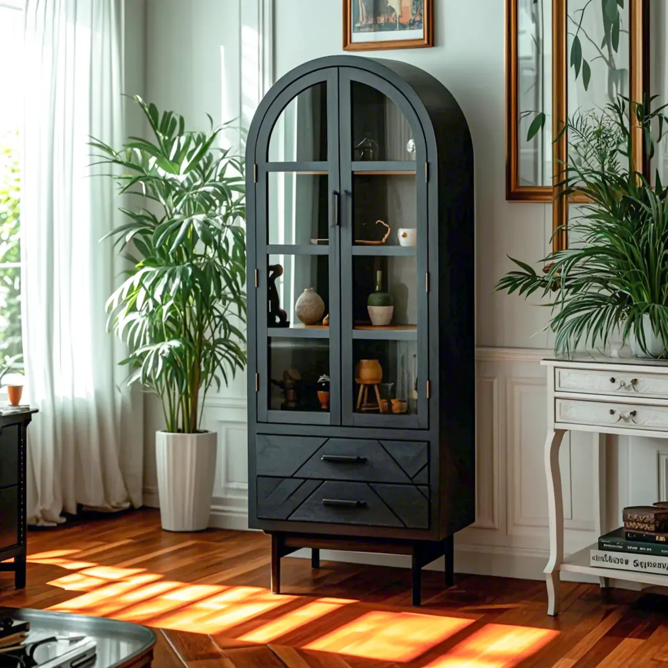 Retro Free-standing Black Kitchen Cabinet for Living Room