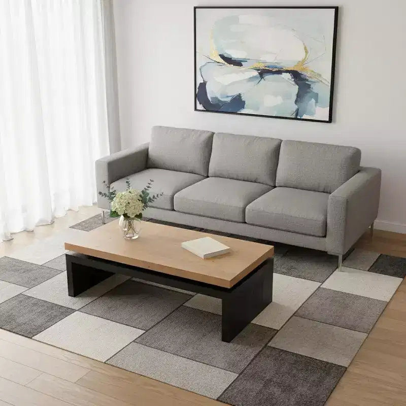 HomeRoots 48 Natural and Black Wood Floating Frame Coffee Table