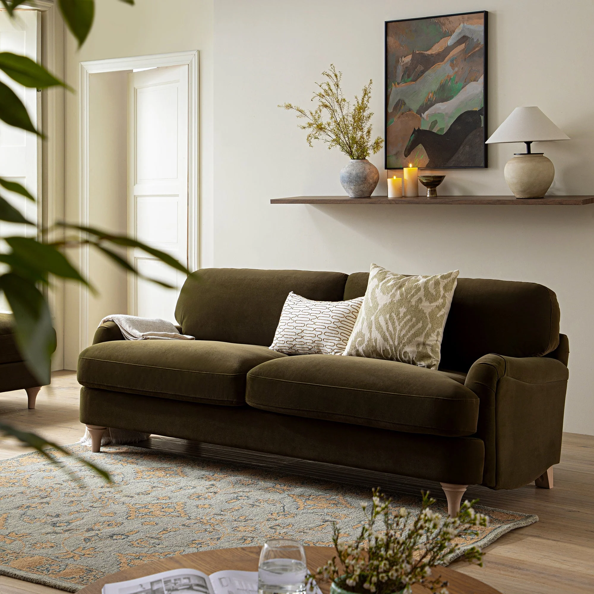 Seaweed Velvet Sofa, 3-Seater