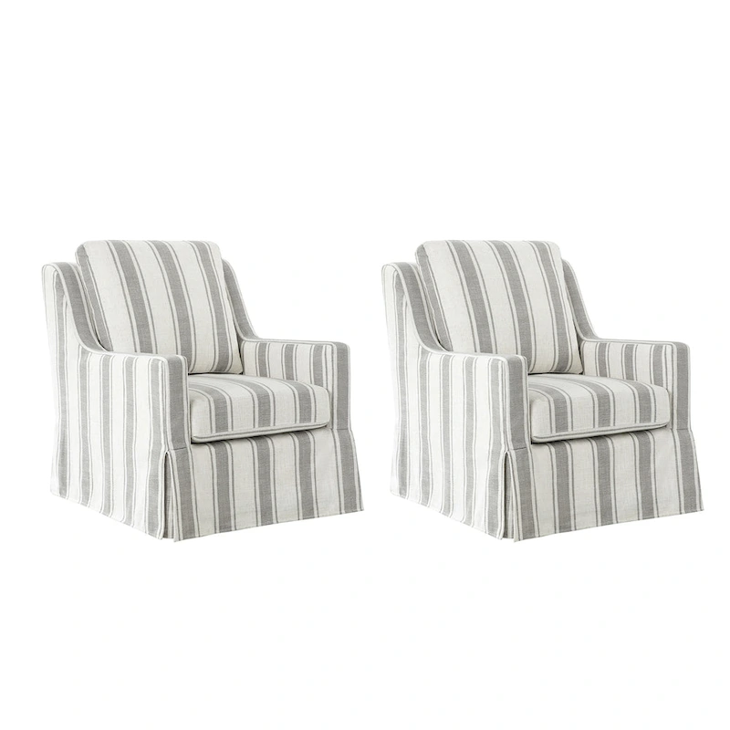 Stan Farmhouse Slipcover Rocking Swivel Chair Set of 2 by HULALA HOME