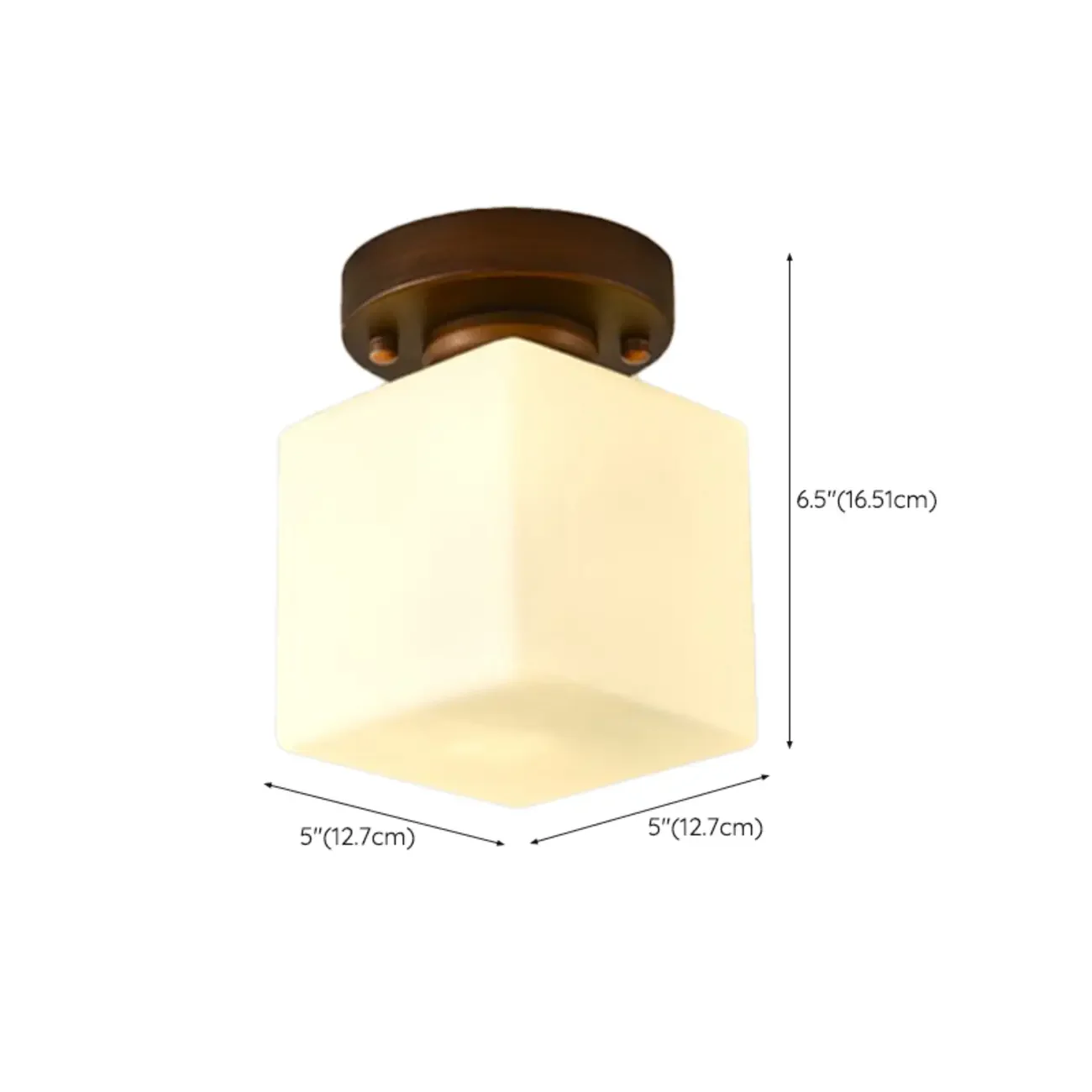 5 to 9 Inch Cube Glass Metal Semi Flush Ceiling Light