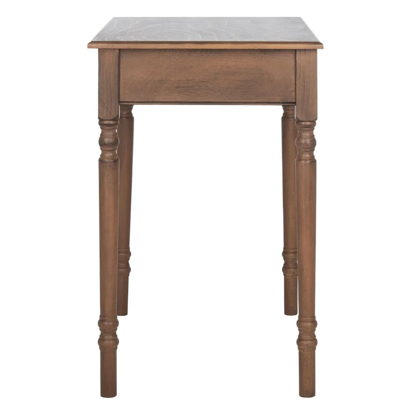 Classic 1-Drawer Writing Desk with Turned Legs & Rich Brown Top