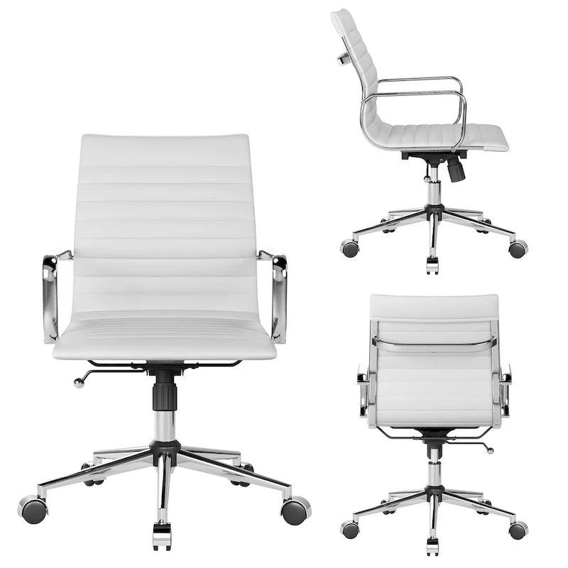 Black Ribbed Swivel Office Chair with Tilt Function