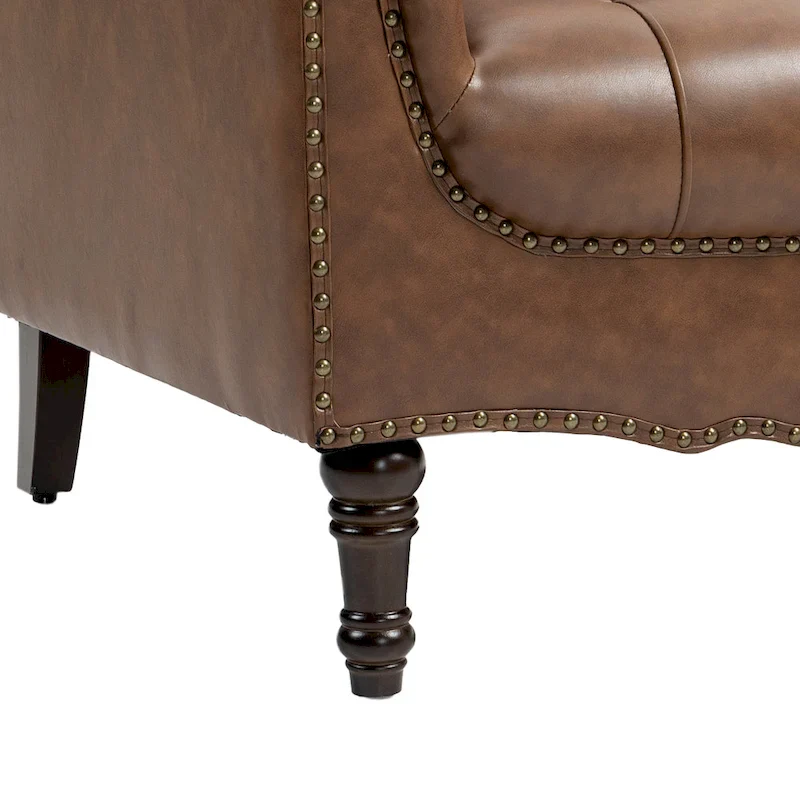 Tufted Vegan Leather Accent Chair Upholstered Armchair