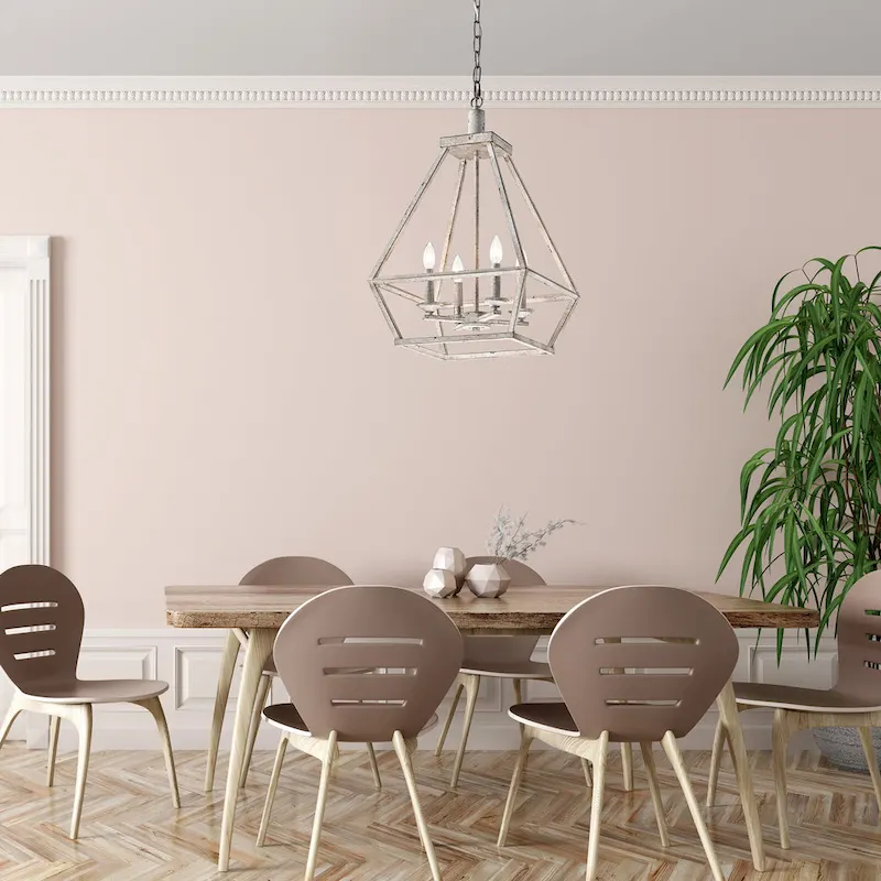 Antique White 4-Light Geometric Lantern Pendant