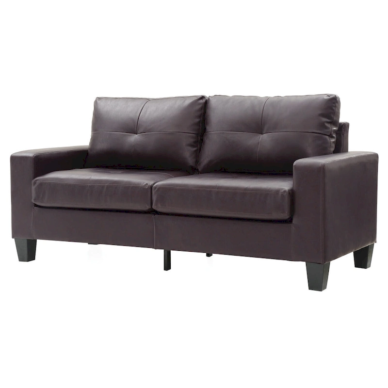 Newbury 71 in. W Flared Arm Faux Leather Straight Sofa - 32L x 71W x 36H