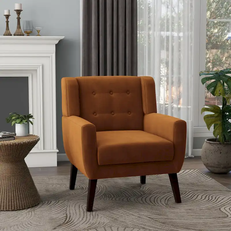 Velvet Upholstered Armchair Tufted Accent Chair