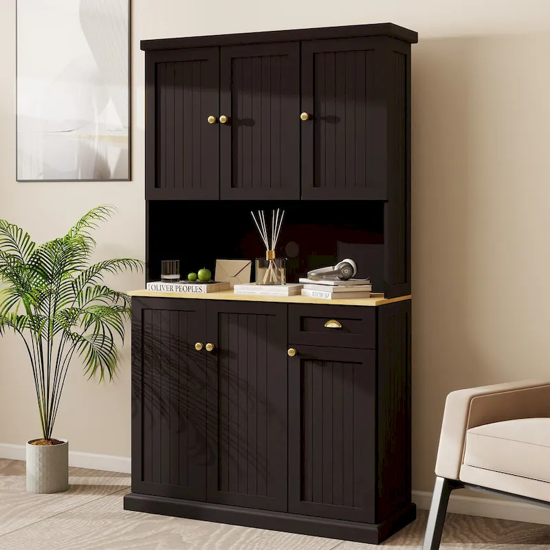 Large Buffet Cabinet with Hutch and Adjustable Shelves