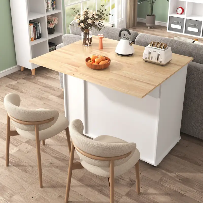 Kitchen Island With Drop Leaf(no include stool)