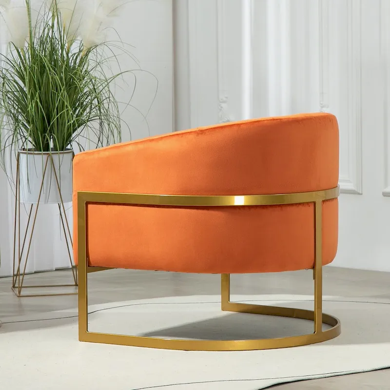 Modern Velvet Gold Accent Armchair