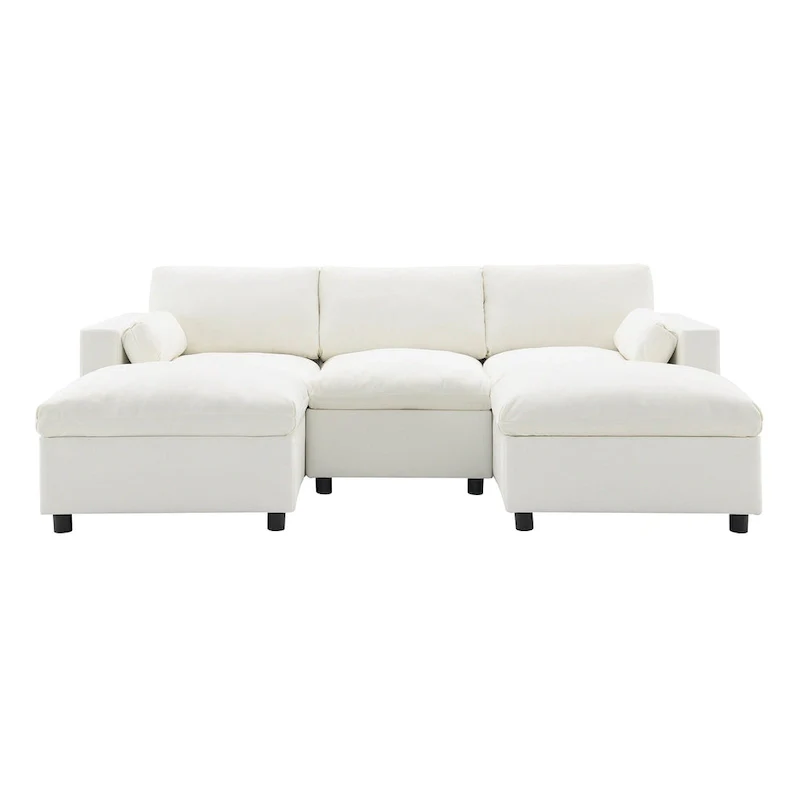 U Shaped Chenille Modular Sectional Cloud Sofa with 2 Ottoman, Pillows
