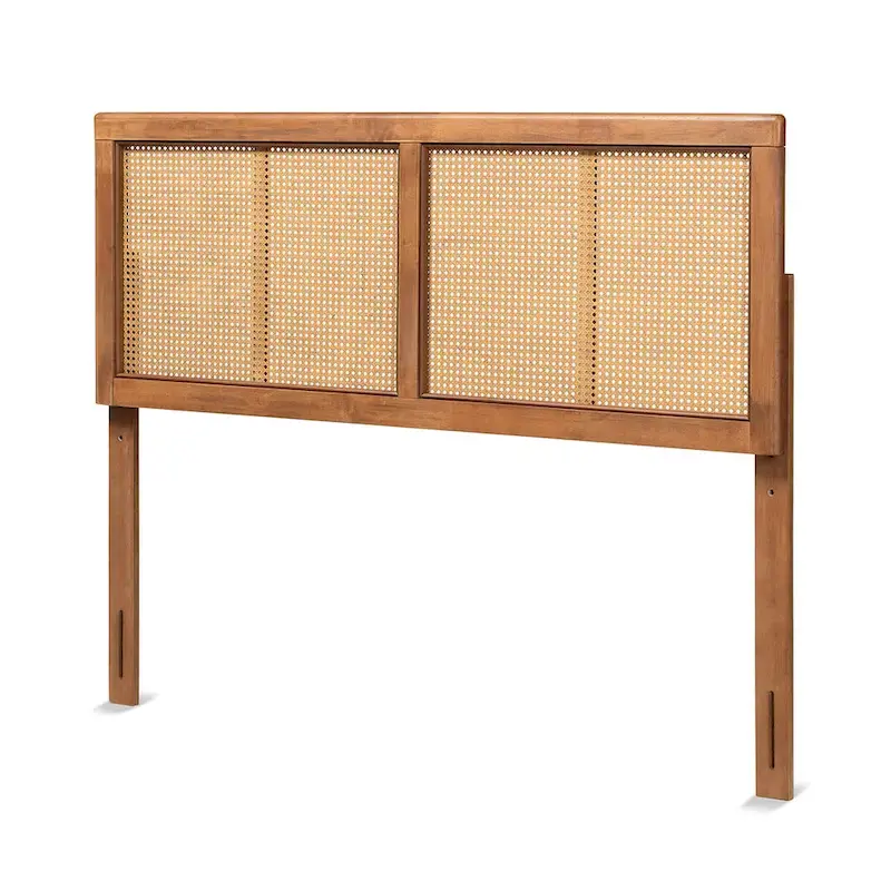 Gilbert Ash Walnut Wood and Synthetic Rattan Headboard