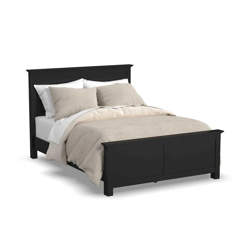 Oak Park 2 Piece Black Wood Queen Bed and Nightstand Set by Homestyles