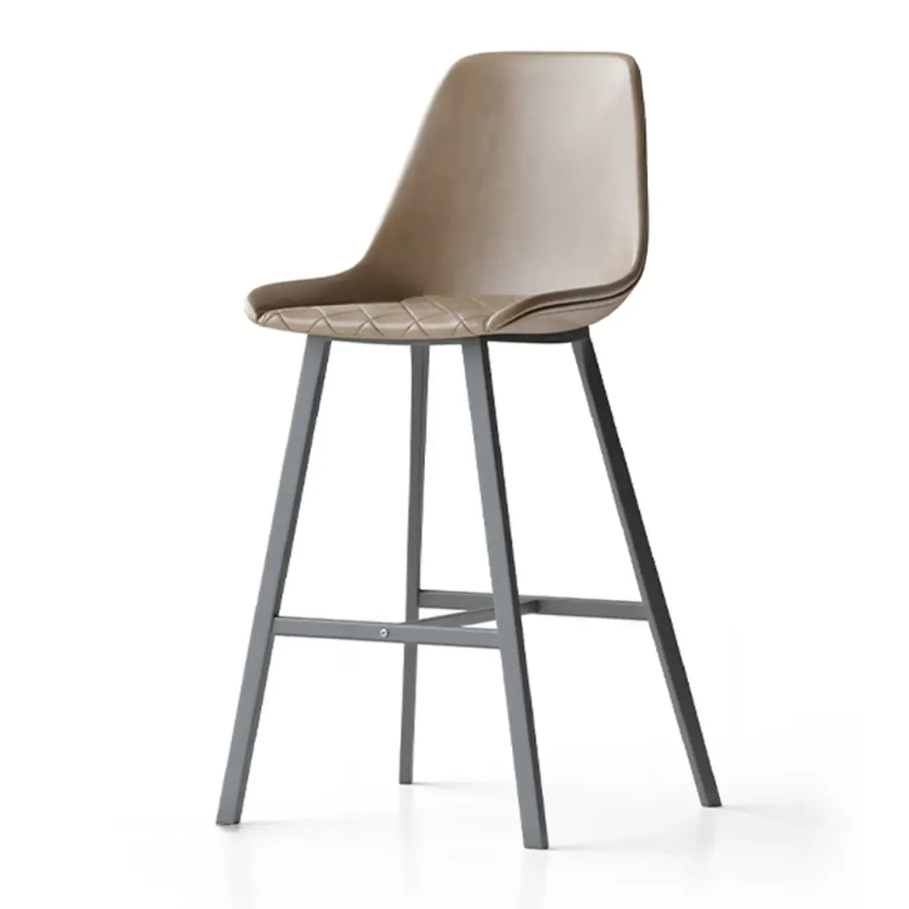 Mid-Century Modern Quilted Upholstered Leather Bar Stool