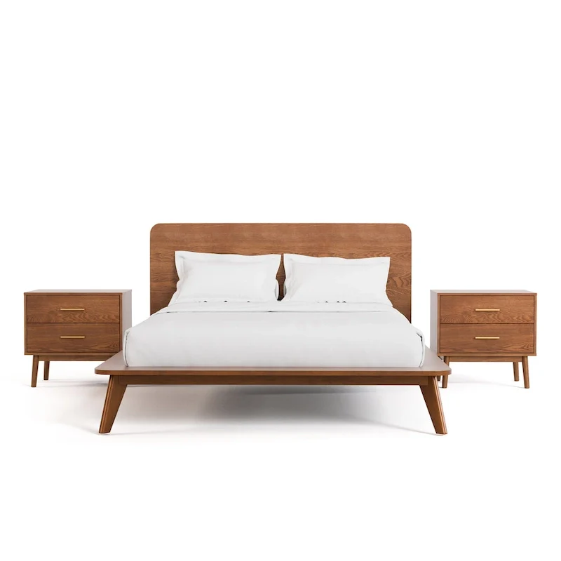 Midcentury 3-Piece Walnut Low Profile Wood Bedroom Set