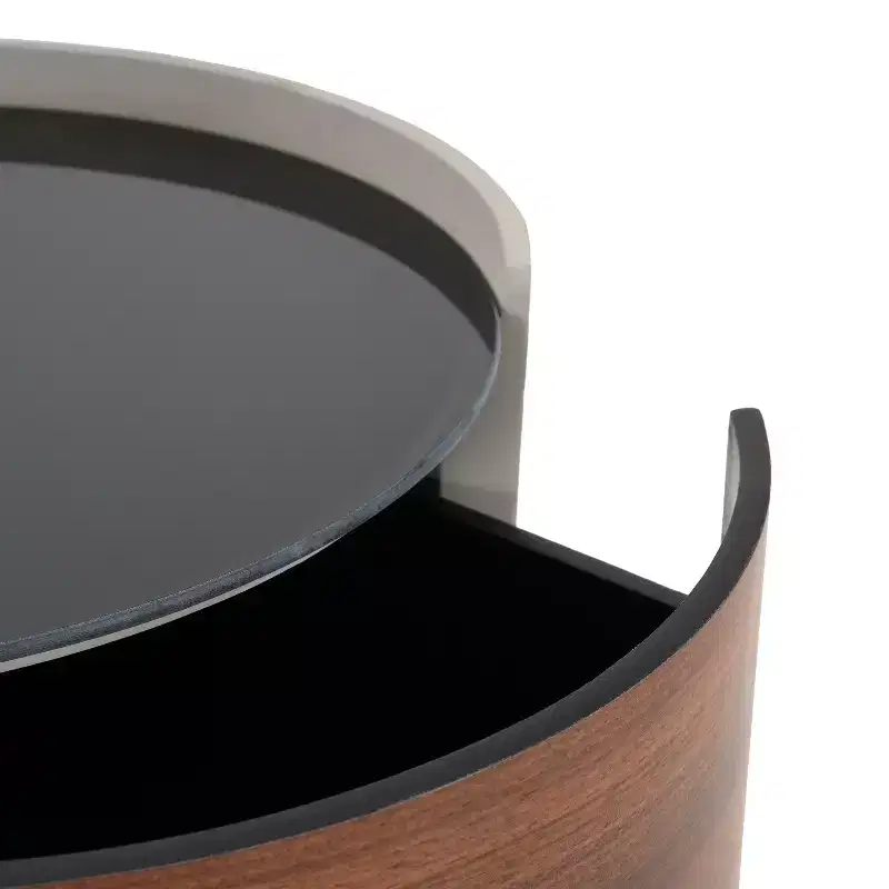 Christopher Knight Home Ariday Modern Round Side Table with Tempered Glass Top and Two Drawers