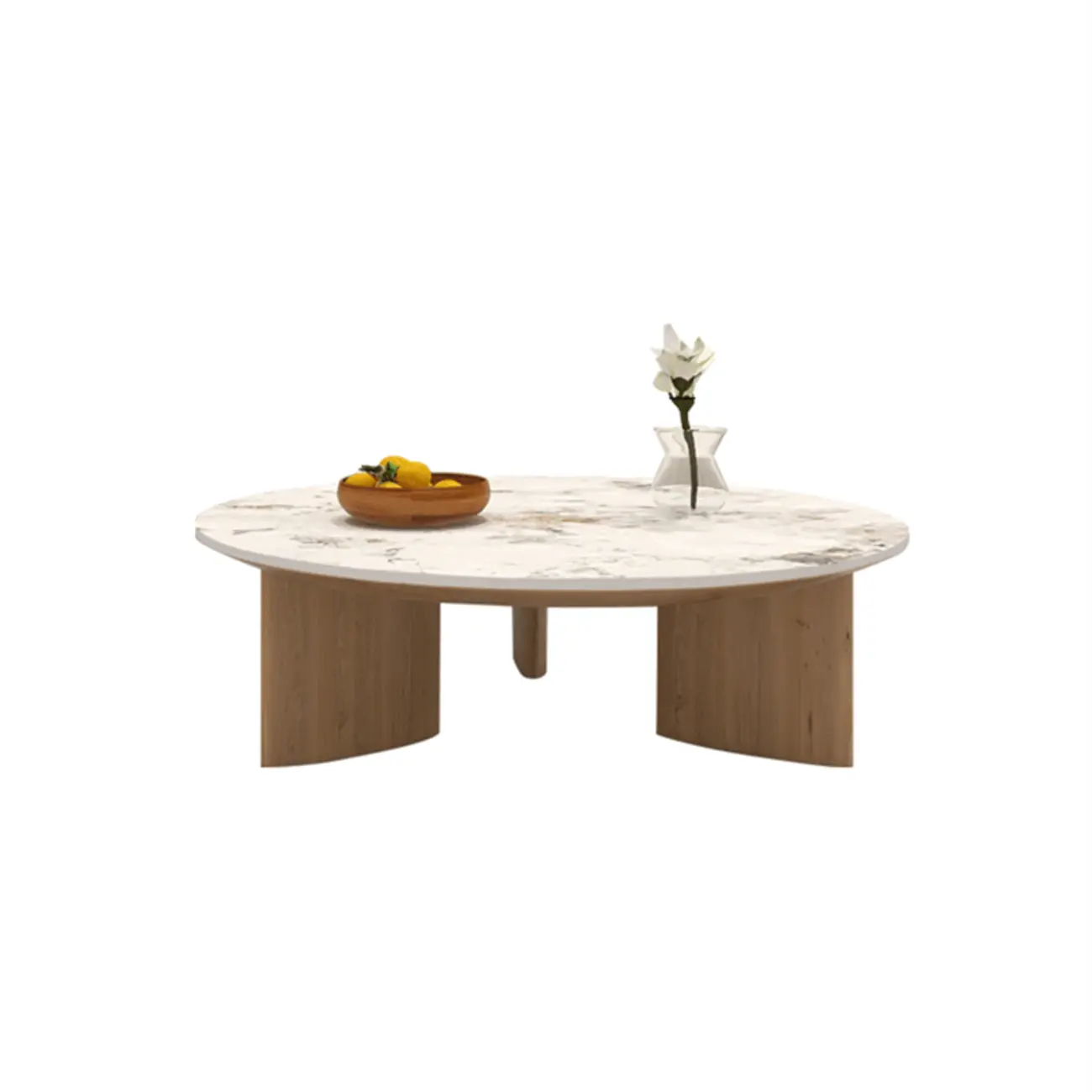 Modern Wooden Round White Coffee Table for Living Room