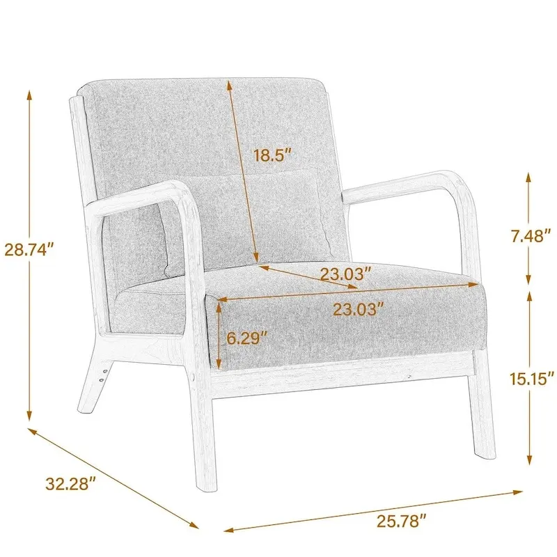 Mid-Century Modern Fabric Upholstered Wood Arm Chair