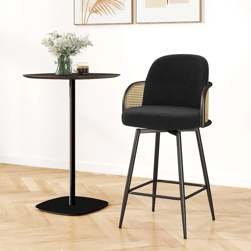 26-Inch Fabric Upholstered Swivel Counter Height Bar Stools - 38.2 H x 21.5 W x 23.2 D