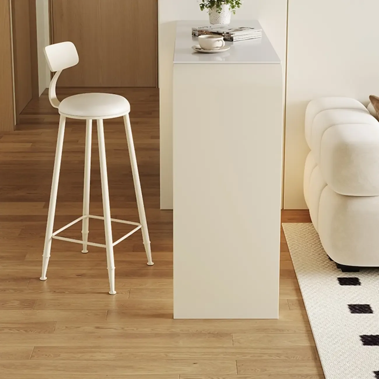 Modern Off-White Wood Integrated Design Bar Tables