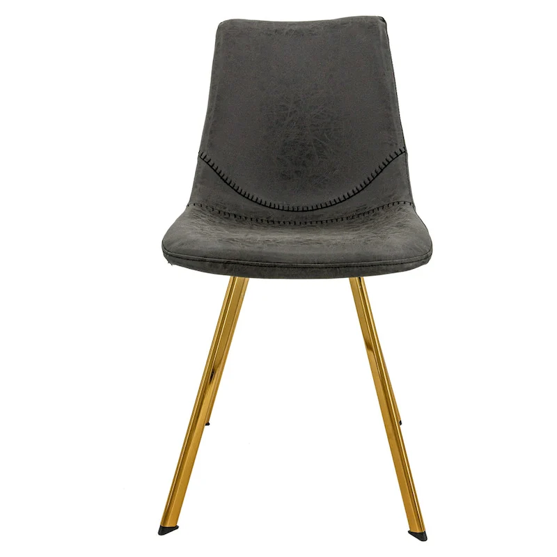 Markley Leather Dining Chair With Gold Metal Legs Modern Accent Side Chair