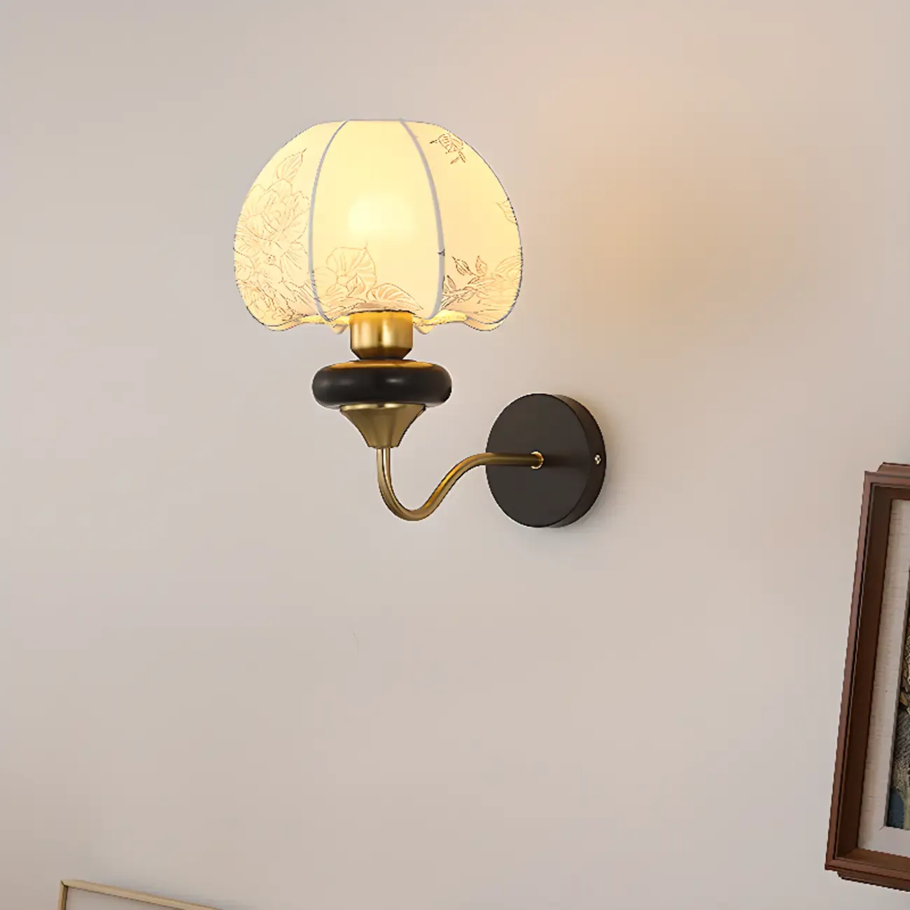 Vintage Wall Sconce with Fabric Shade for Interior Spaces
