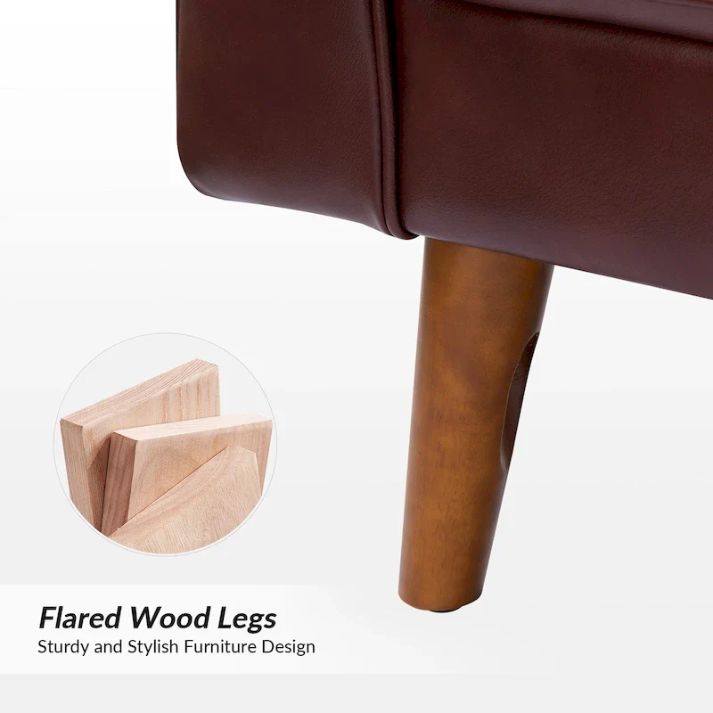 Elizabeth Mid-century Genuine Leather Arm Chair by HULALA HOME