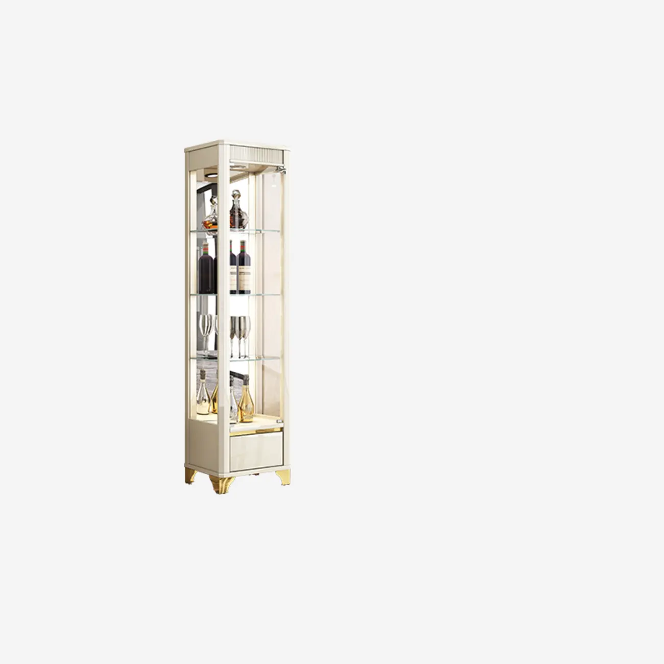 Elegant Black Gold Legs Glass Display Cabinet
