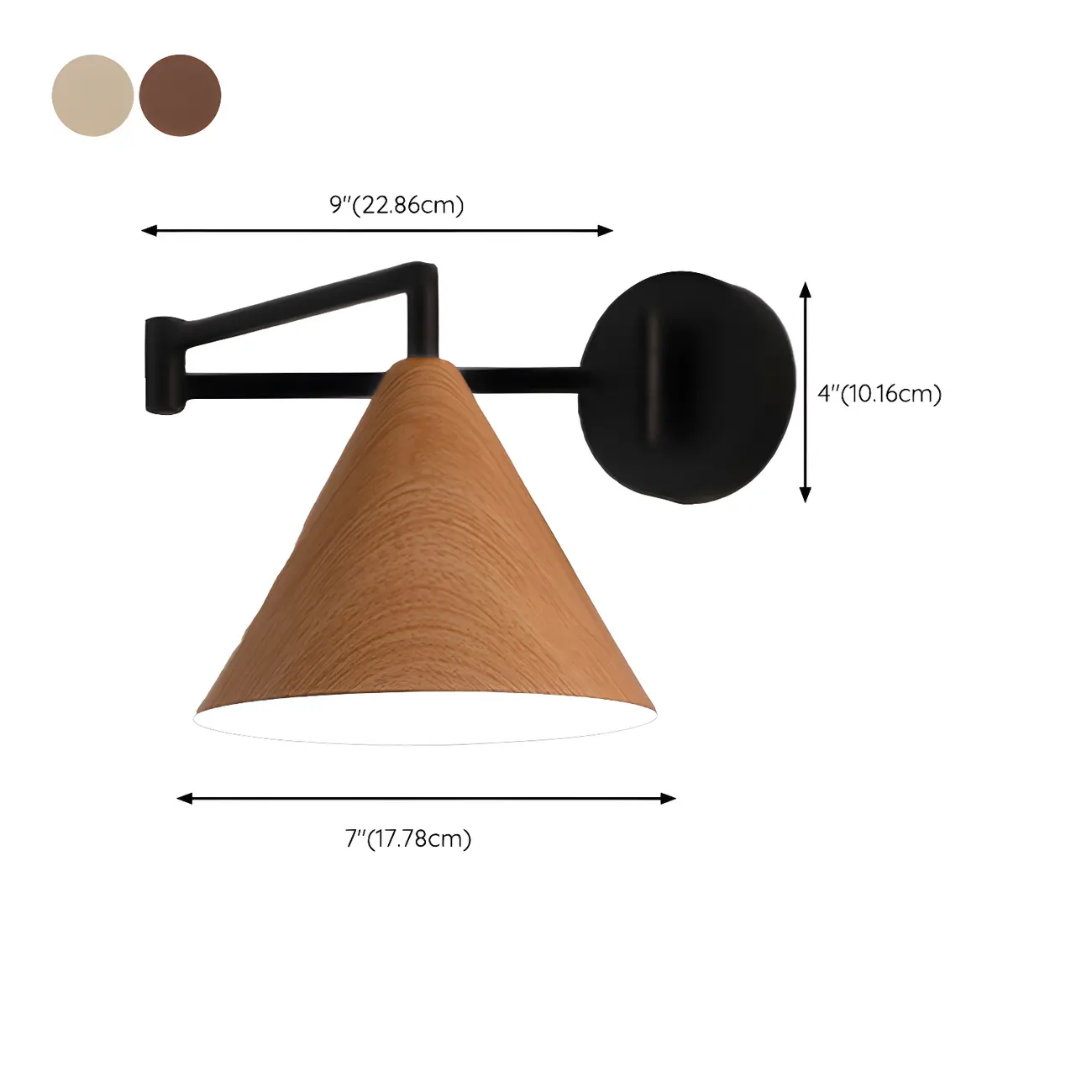 Black Metal Swing Arm Wall Light with Wood Shade