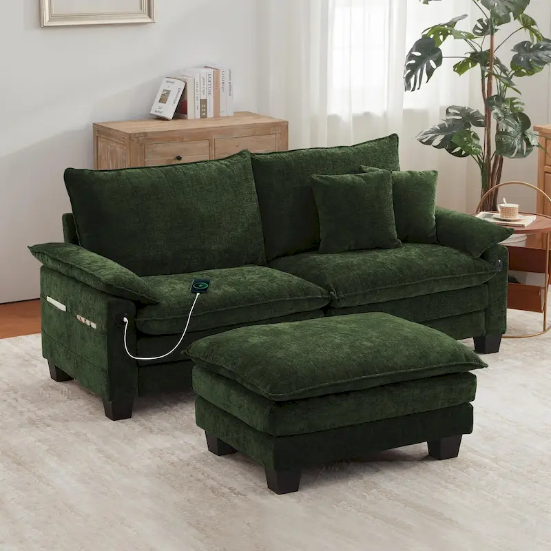 Modular Sectional Sofa with Ottoman and Deep Seat Sleeper