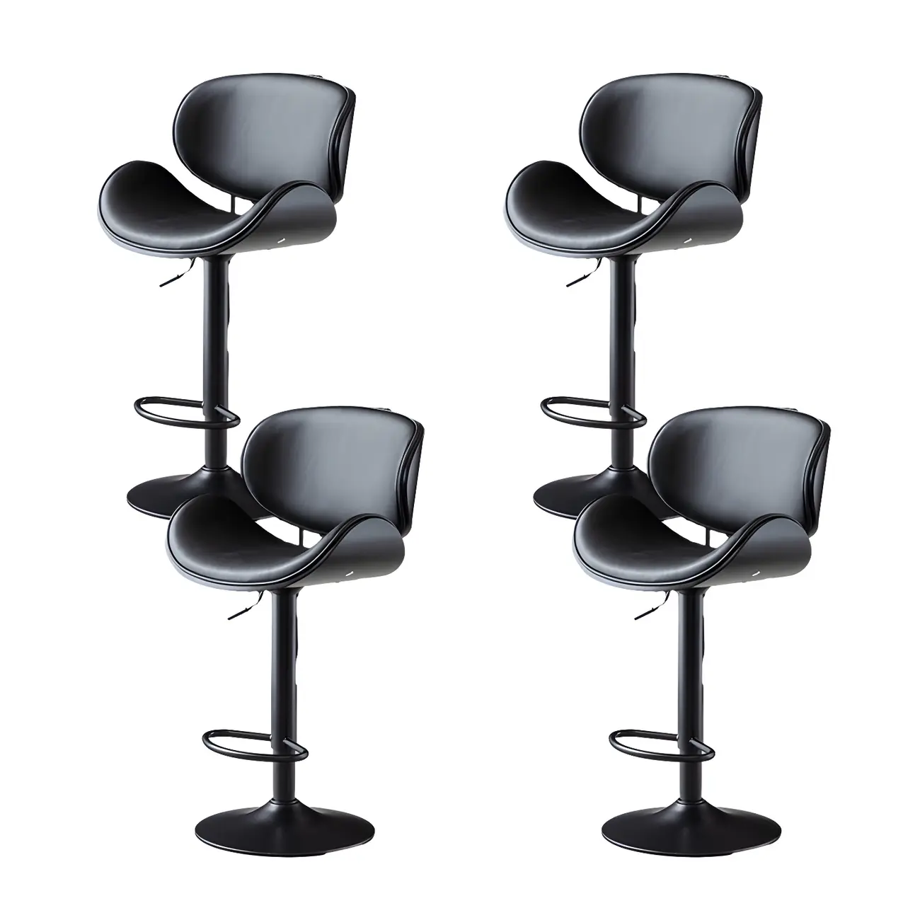 Arched Blackish Green Leather Swivel Adjustable Bar Stool